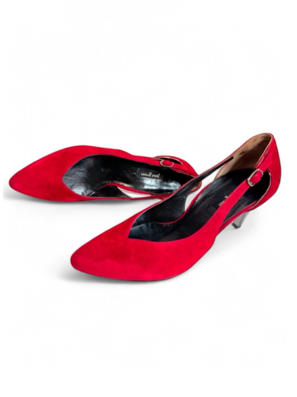 Paul Green Red Suede D’Orsay Heels Pointed Toe Pumps EU 38.5 US 8